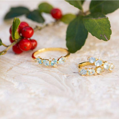 The Legacy - Aquamarine Cluster Band Rings Handmade Handcrafted