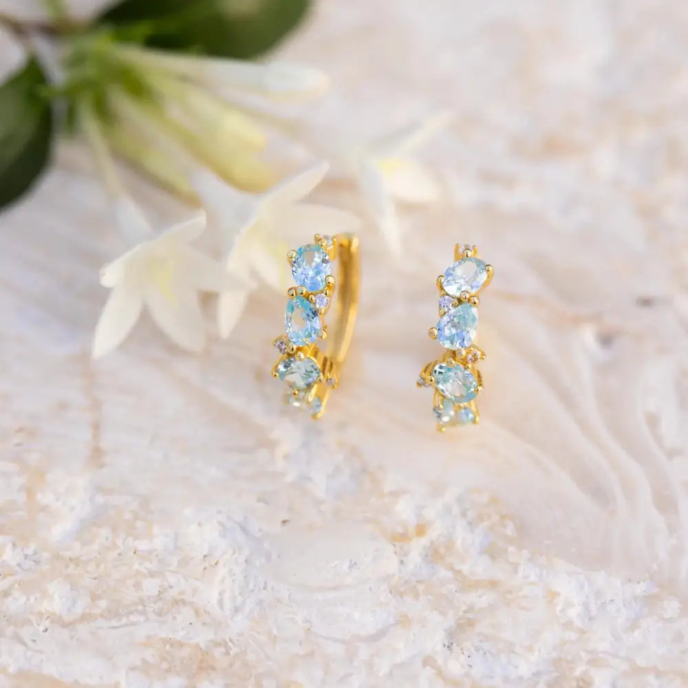 The Legacy Earrings - Aquamarine Hoops Earrings Handmade Handcrafted