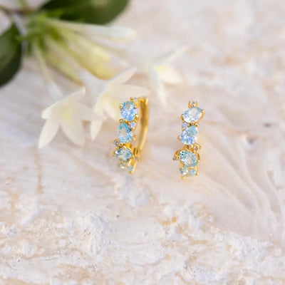 The Legacy Aquamarine Cluster Hoops Earrings Handmade Handcrafted