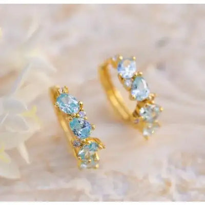 The Legacy Aquamarine Cluster Hoops Earrings Handmade Handcrafted