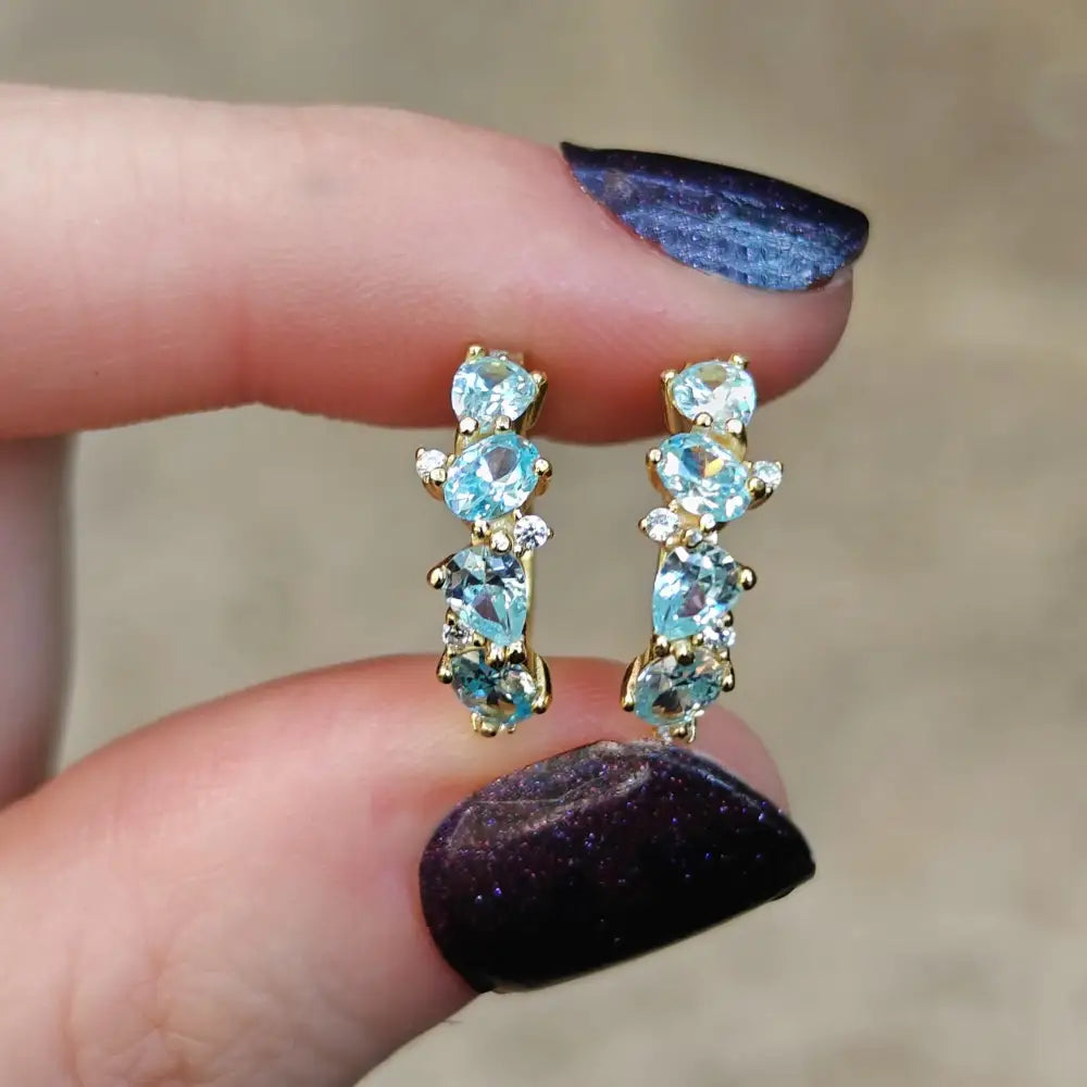 The Legacy Aquamarine Cluster Hoops Earrings Handmade Handcrafted
