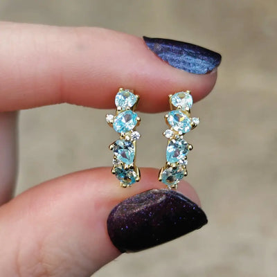 The Legacy Aquamarine Cluster Hoops Earrings Handmade Handcrafted