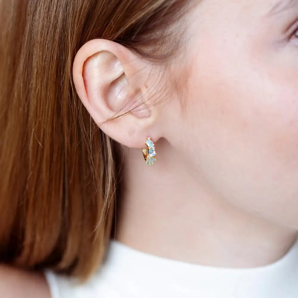 The Legacy Aquamarine Cluster Hoops Earrings Handmade Handcrafted
