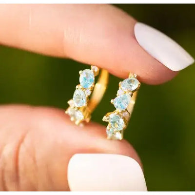 The Legacy Aquamarine Cluster Hoops Earrings Handmade Handcrafted