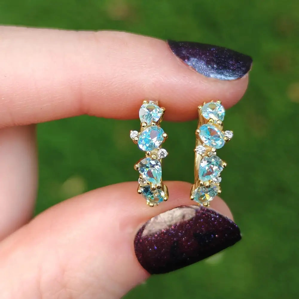 The Legacy Aquamarine Cluster Hoops Earrings Handmade Handcrafted