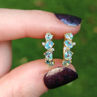 The Legacy Aquamarine Cluster Hoops Earrings Handmade Handcrafted