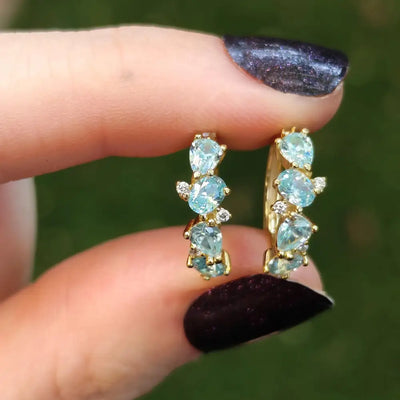 The Legacy Aquamarine Cluster Hoops Earrings Handmade Handcrafted