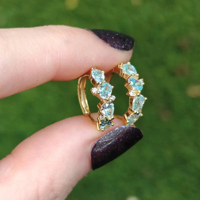 The Legacy Aquamarine Cluster Hoops Earrings Handmade Handcrafted