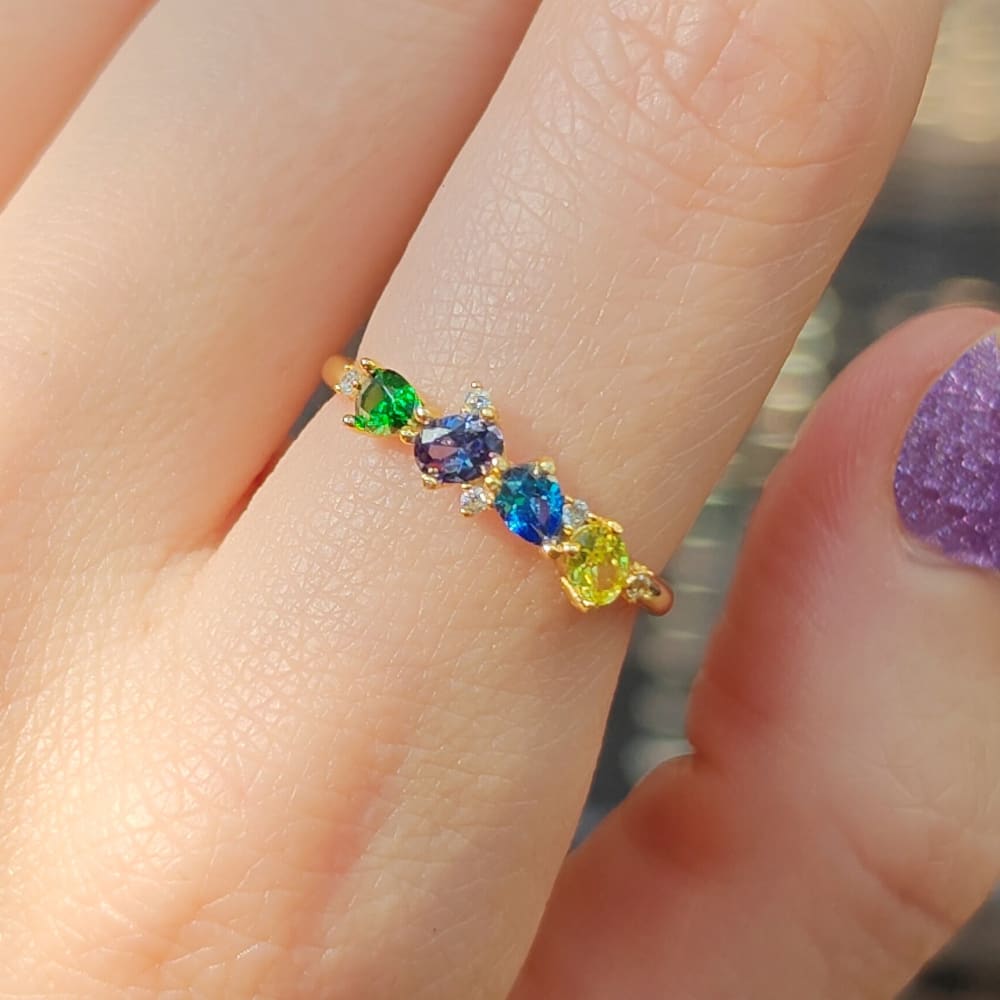 The Legacy - Birthstone Cluster Band Rings Handmade Handcrafted