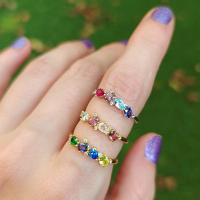 The Legacy - Birthstone Cluster Band Rings Handmade Handcrafted