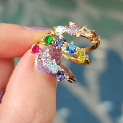 The Legacy - Birthstone Cluster Band Rings Handmade Handcrafted