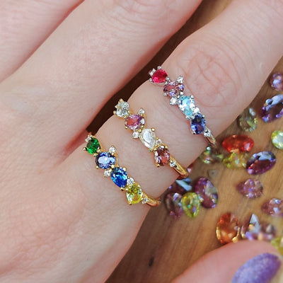 The Legacy - Birthstone Cluster Band Rings Handmade Handcrafted