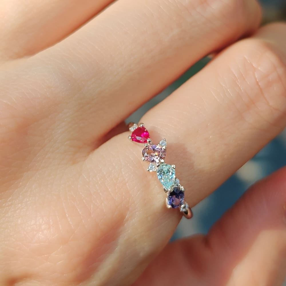 The Legacy - Birthstone Cluster Band Rings Handmade Handcrafted