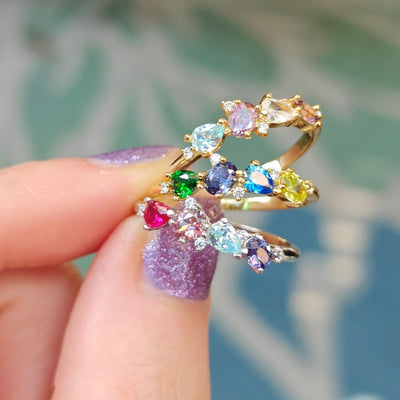 The Legacy - Birthstone Cluster Band Rings Handmade Handcrafted