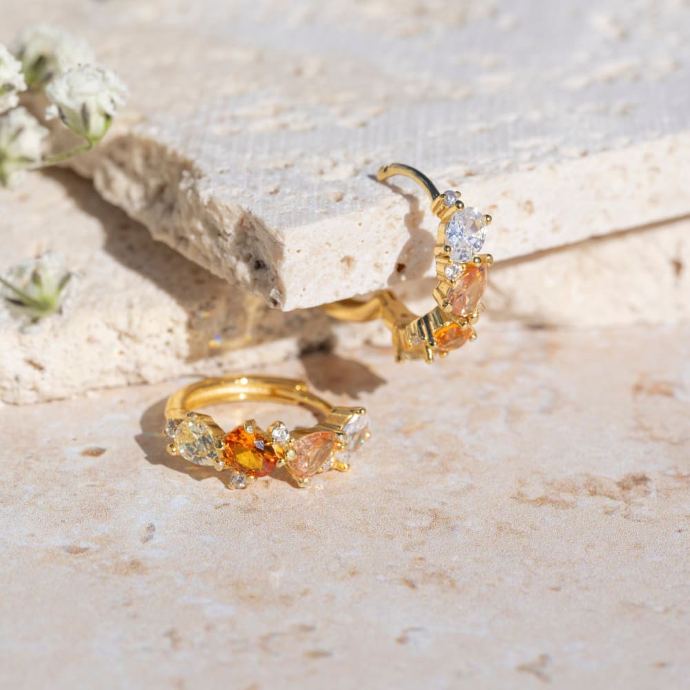 The Legacy - Citrine Cluster Hoops Earrings Handmade Handcrafted