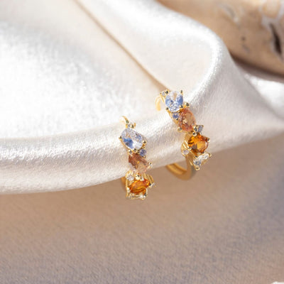 The Legacy - Citrine Cluster Hoops Earrings Handmade Handcrafted