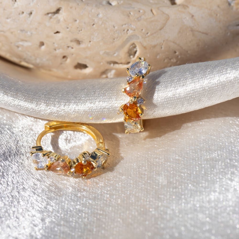 The Legacy - Citrine Cluster Hoops Earrings Handmade Handcrafted