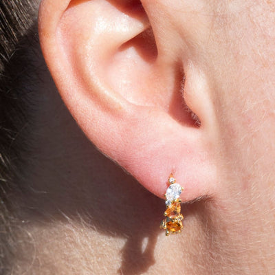 The Legacy - Citrine Cluster Hoops Earrings Handmade Handcrafted