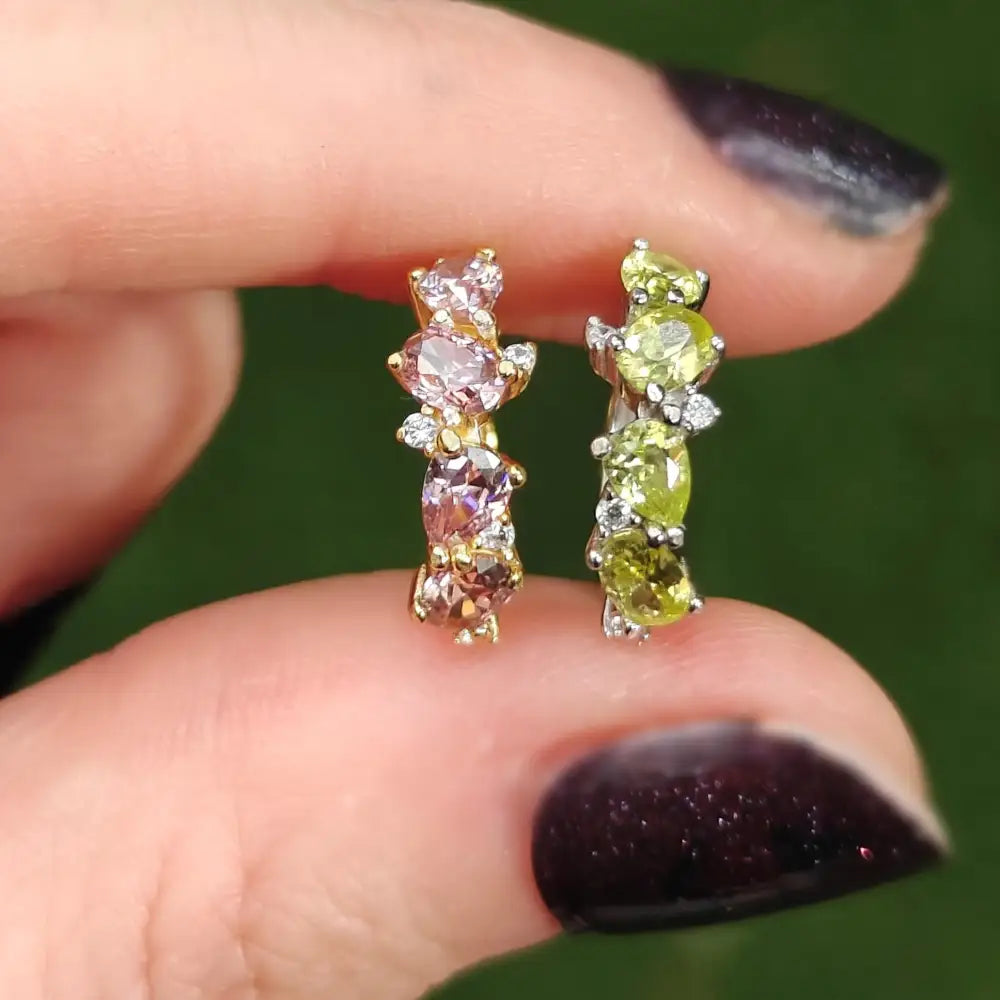 The Legacy Earrings - Pink Tourmaline Hoops Earrings Handmade Handcrafted