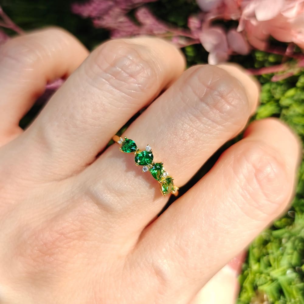 The Legacy - Emerald Cluster Band Rings Handmade Handcrafted