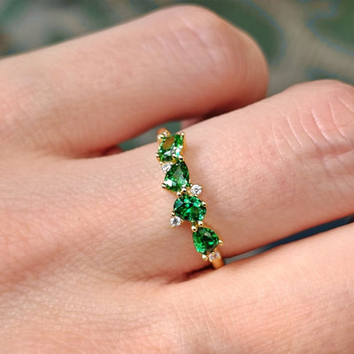 The Legacy - Emerald Cluster Band Rings Handmade Handcrafted