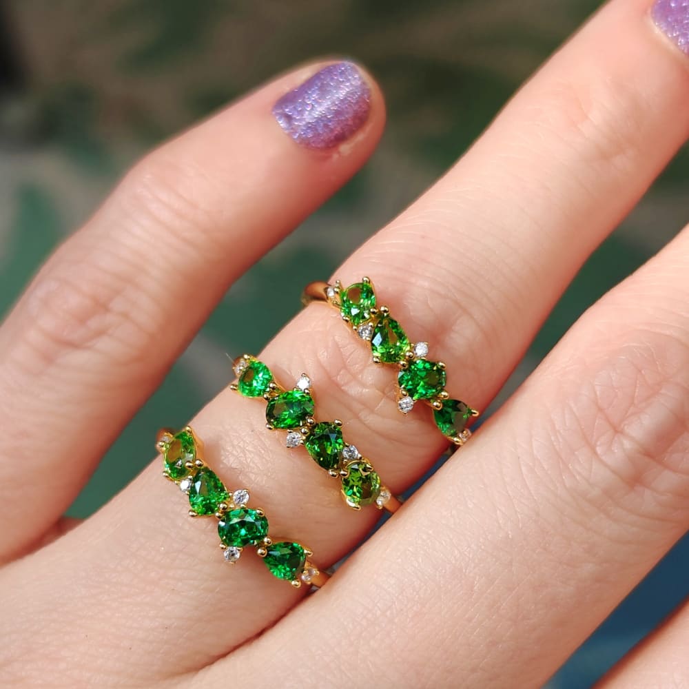 The Legacy - Emerald Cluster Band Rings Handmade Handcrafted