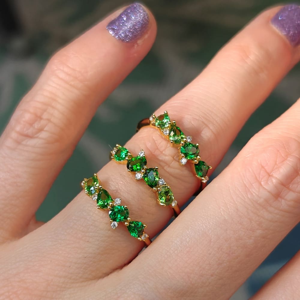 The Legacy - Emerald Cluster Band Rings Handmade Handcrafted