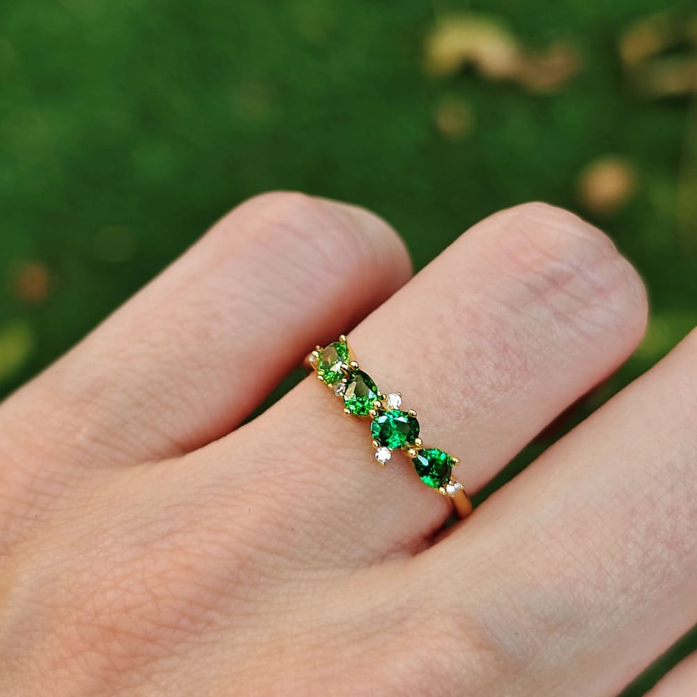 The Legacy - Emerald Cluster Band Rings Handmade Handcrafted