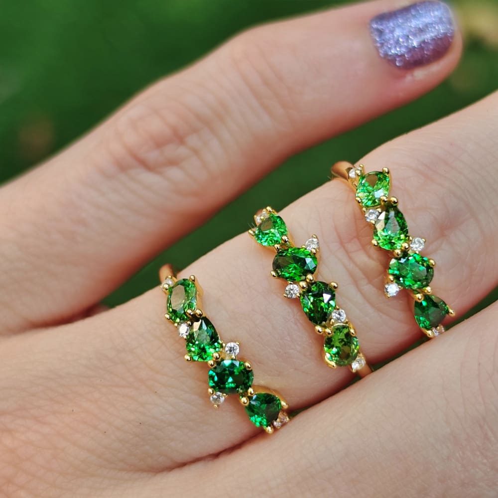 The Legacy - Emerald Cluster Band Rings Handmade Handcrafted