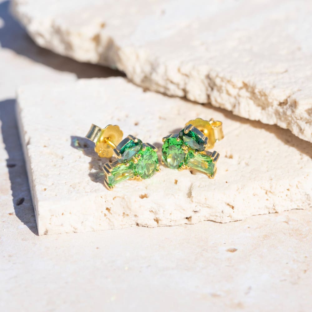 The Legacy - Emerald Cluster Studs Earrings Handmade Handcrafted