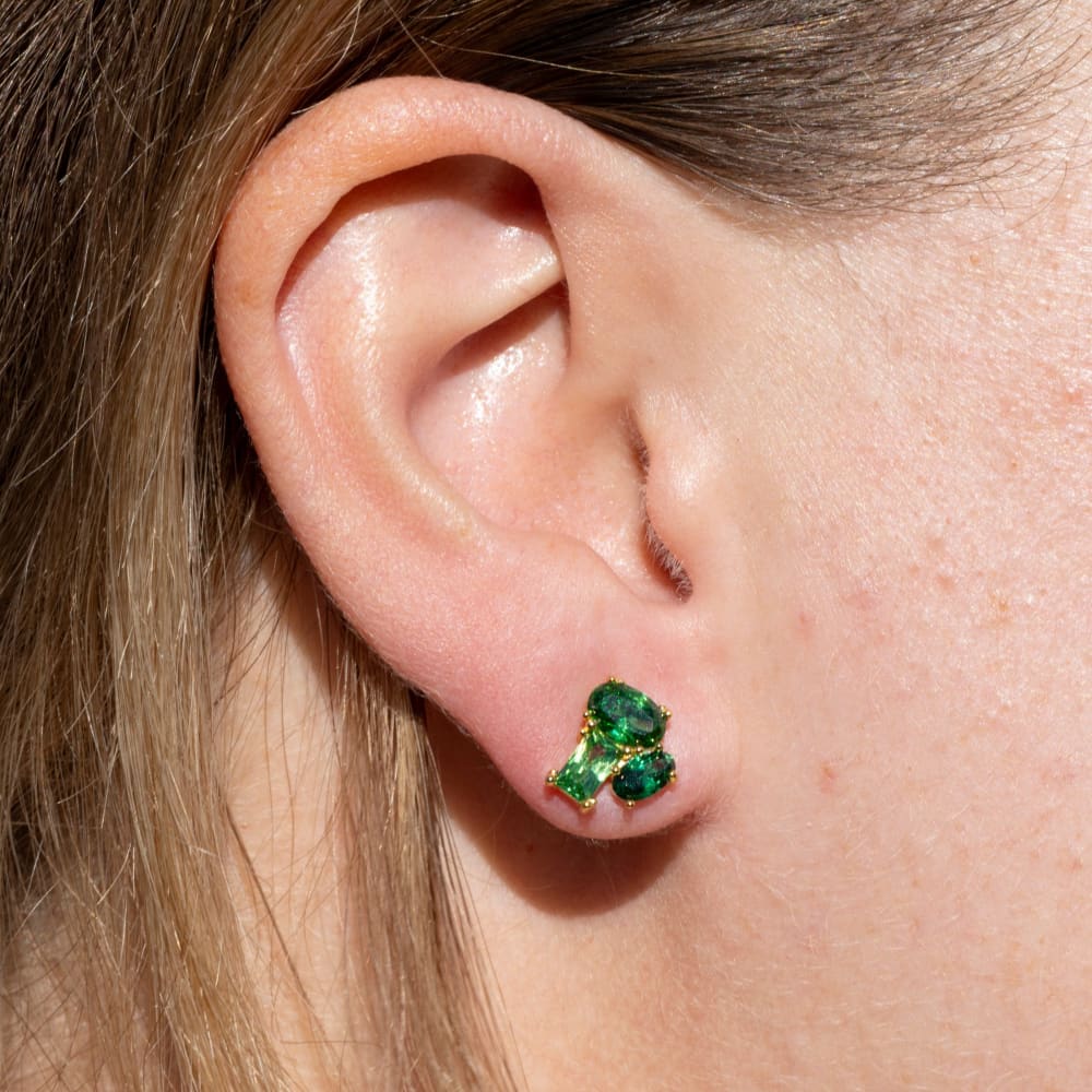 The Legacy - Emerald Cluster Studs Earrings Handmade Handcrafted