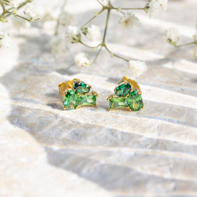 The Legacy - Emerald Cluster Studs Earrings Handmade Handcrafted