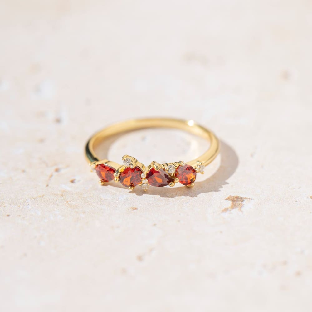 The Legacy - Garnet Cluster Band Rings Handmade Handcrafted