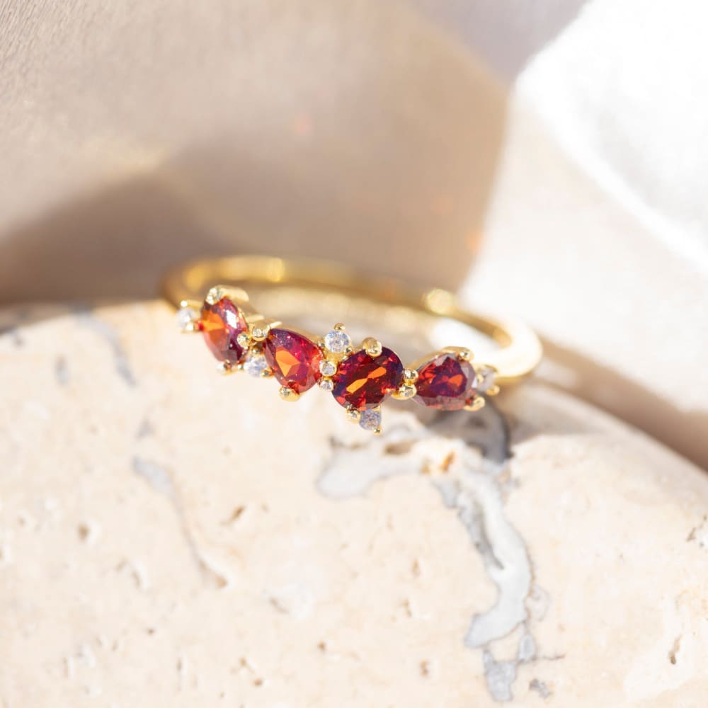 The Legacy - Garnet Cluster Band Rings Handmade Handcrafted