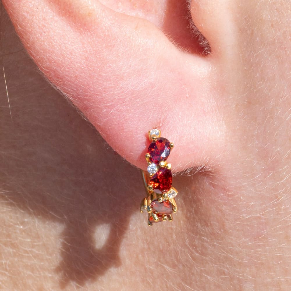 The Legacy Earrings - Garnet Hoops Earrings Handmade Handcrafted