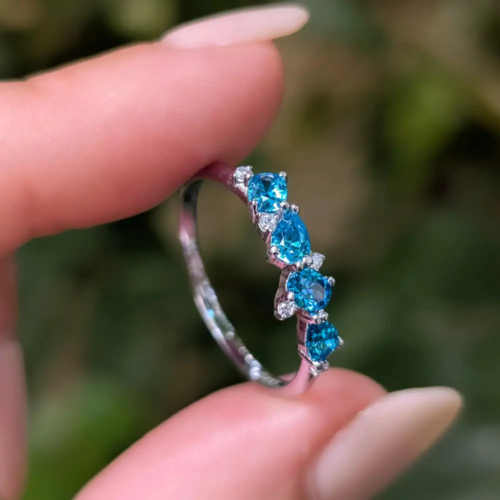 The Legacy - London Blue Topaz Cluster Band Rings Handmade Handcrafted