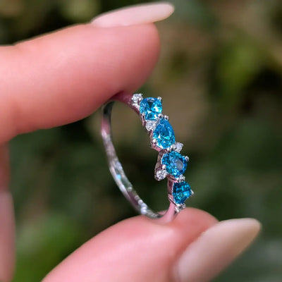 The Legacy - London Blue Topaz Cluster Band Rings Handmade Handcrafted