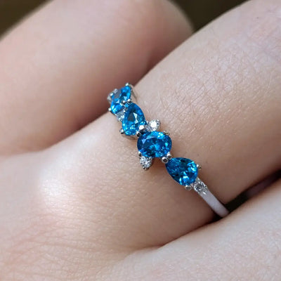 The Legacy - London Blue Topaz Cluster Band Rings Handmade Handcrafted