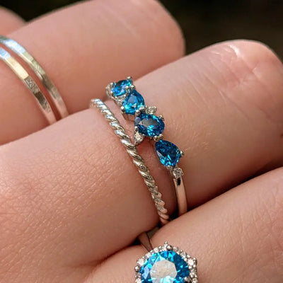 The Legacy - London Blue Topaz Cluster Band Rings Handmade Handcrafted