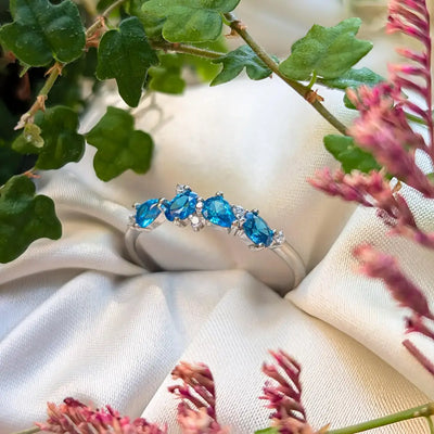 The Legacy - London Blue Topaz Cluster Band Rings Handmade Handcrafted