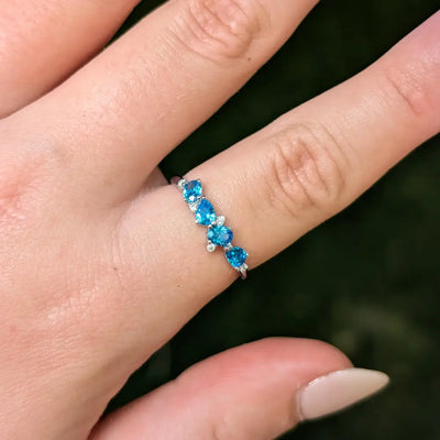 The Legacy - London Blue Topaz Cluster Band Rings Handmade Handcrafted