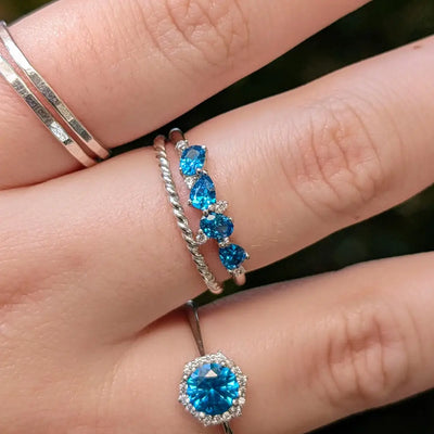 The Legacy - London Blue Topaz Cluster Band Rings Handmade Handcrafted