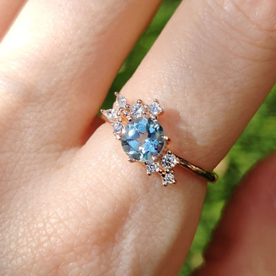 The Legacy - Natural Aquamarine Cluster Ring Rings Handmade Handcrafted