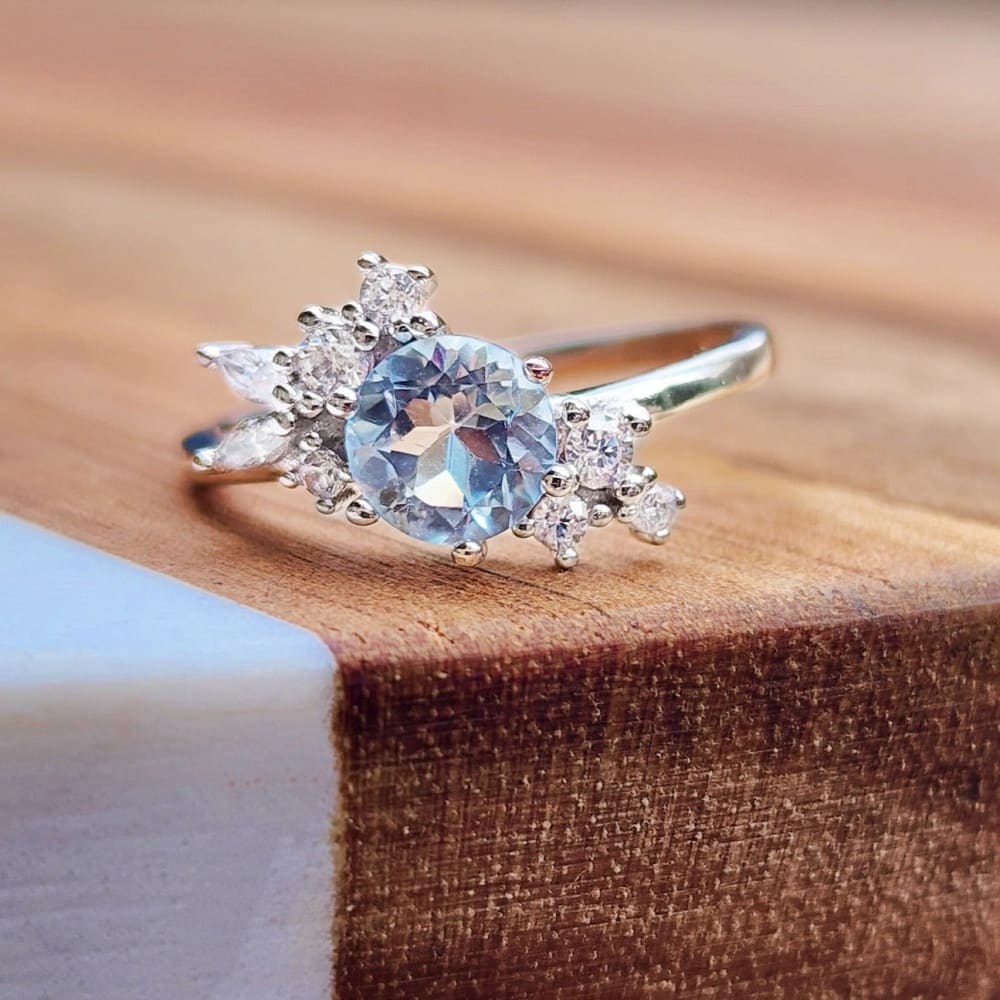The Heirloom - Natural Aquamarine Cluster Ring Rings Handmade Handcrafted