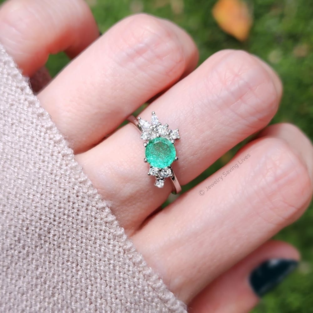 The Heirloom - Natural Emerald Cluster Ring Rings Handmade Handcrafted