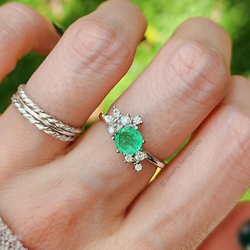 The Heirloom - Natural Emerald Cluster Ring Rings Handmade Handcrafted