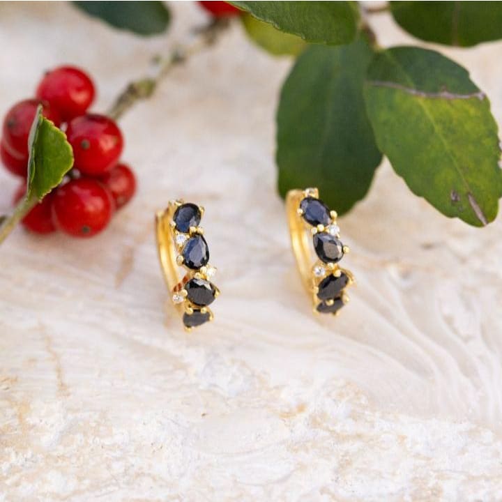 The Legacy Earrings - Onyx Hoops Earrings Handmade Handcrafted