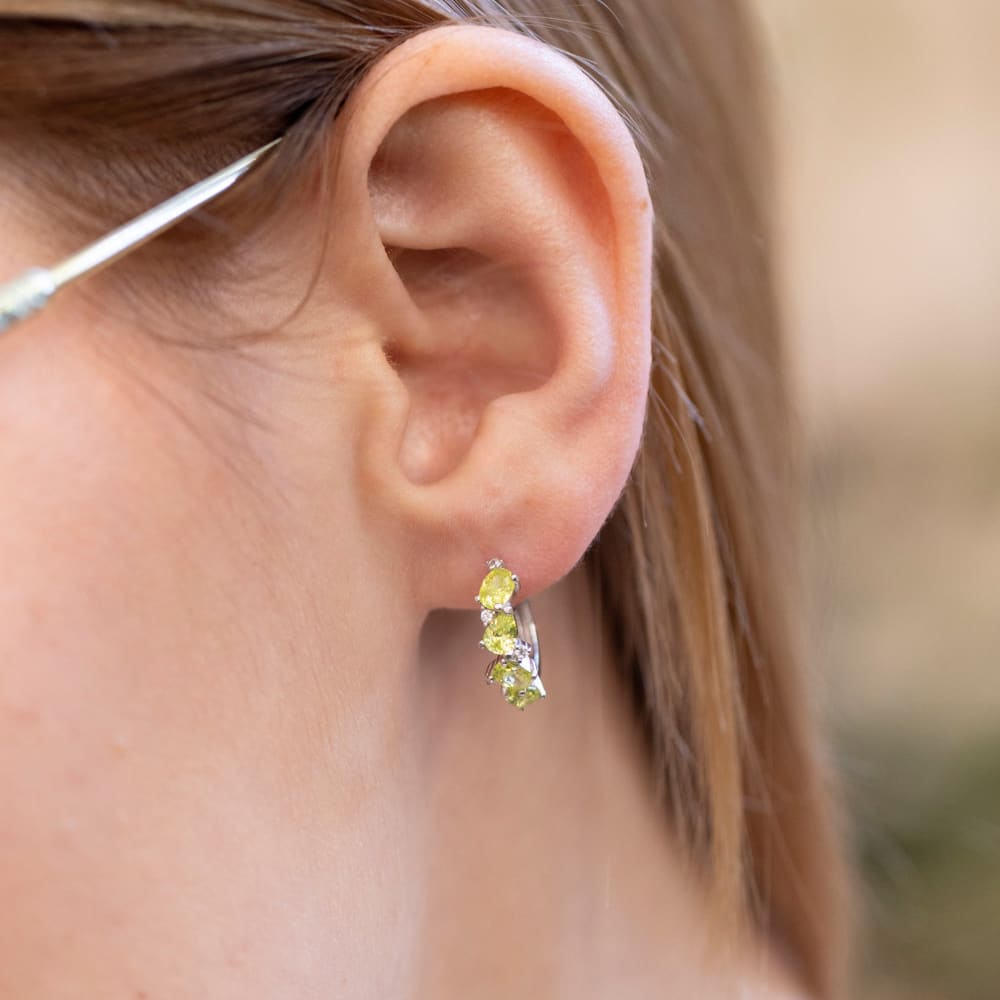 The Legacy - Peridot Cluster Hoops Earrings Handmade Handcrafted