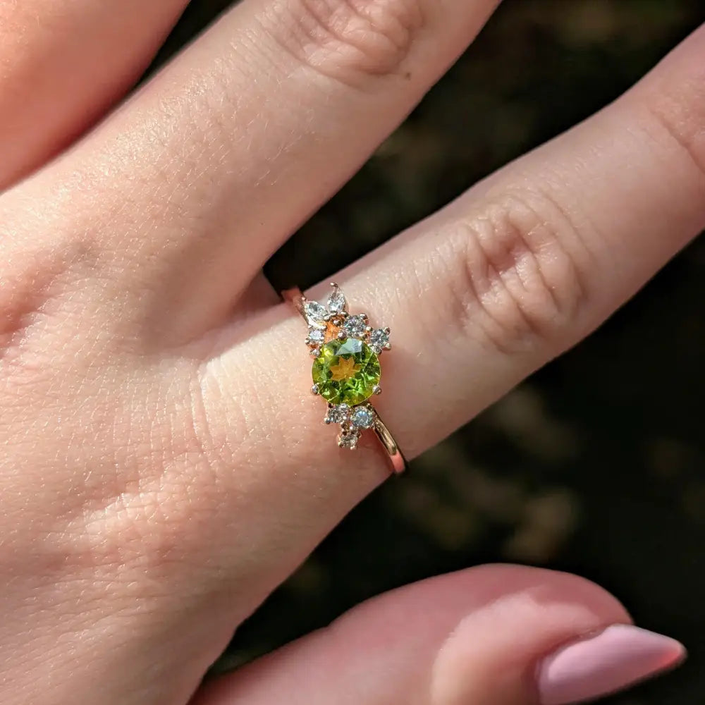 The Heirloom - Peridot Cluster Ring Rings Handmade Handcrafted