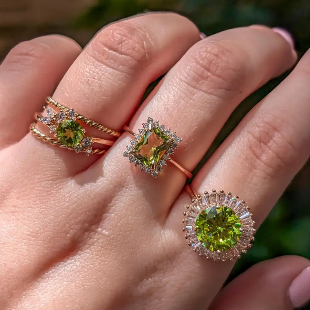 The Heirloom - Peridot Cluster Ring Rings Handmade Handcrafted